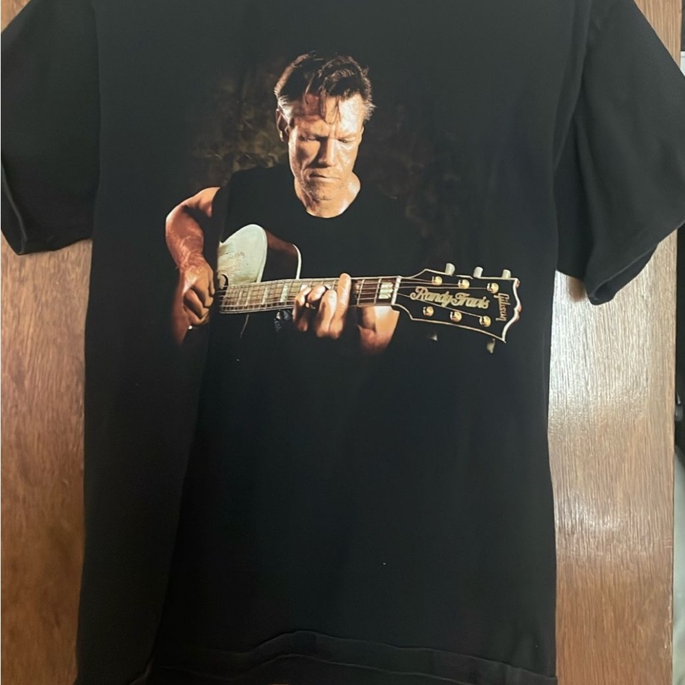 Zion Rootswear Black Short Sleeve Tee Randy Travis with Guitar Print